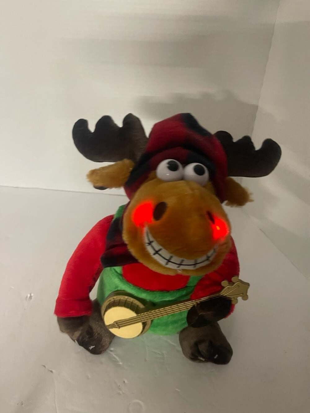 Dan Dee Christmas Moose Singing Plush Playing Banjo Grandma/Grandpa Run Over